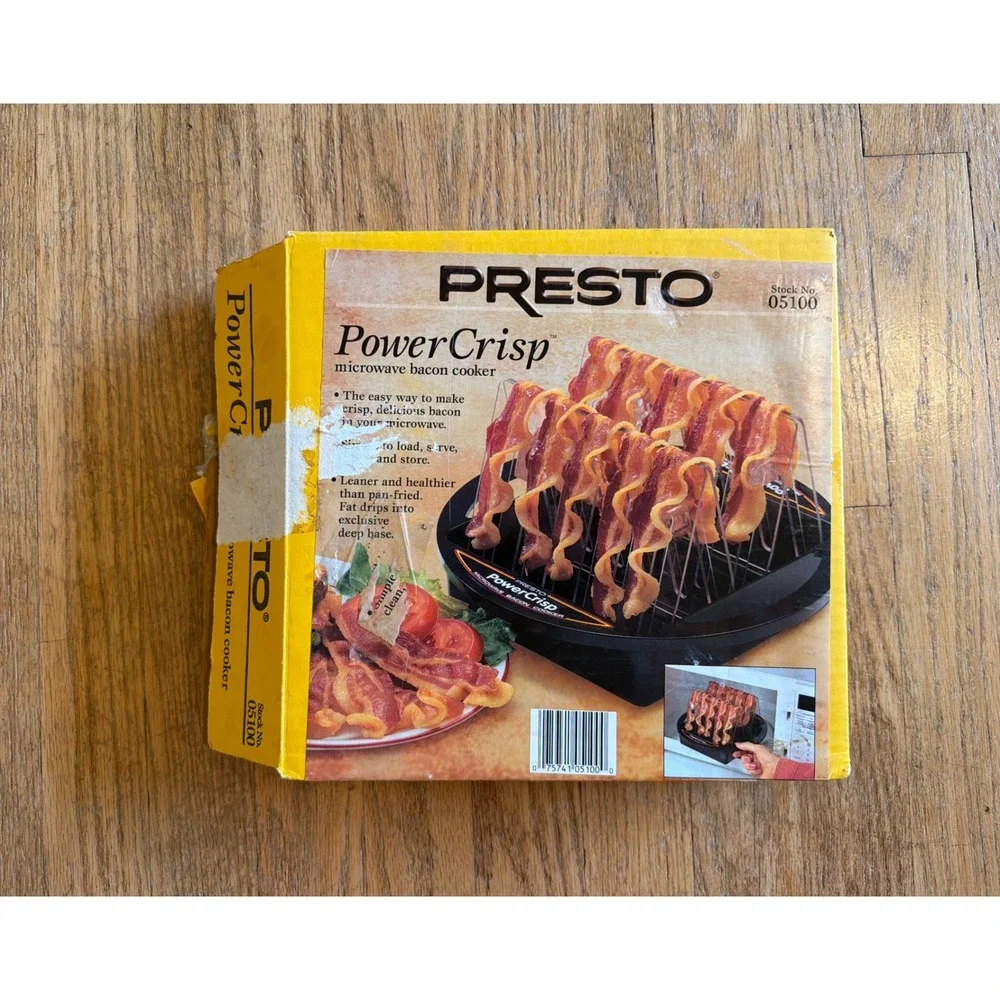 Presto PowerCrisp Microwave Bacon Cooker Black 05100 Healthy Cooking Tray
